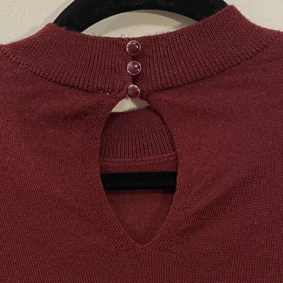 EUC Sezane Hazel Merino Wool Ruffle Cuff Sweater Burgundy Medium - Picture 8 of 10